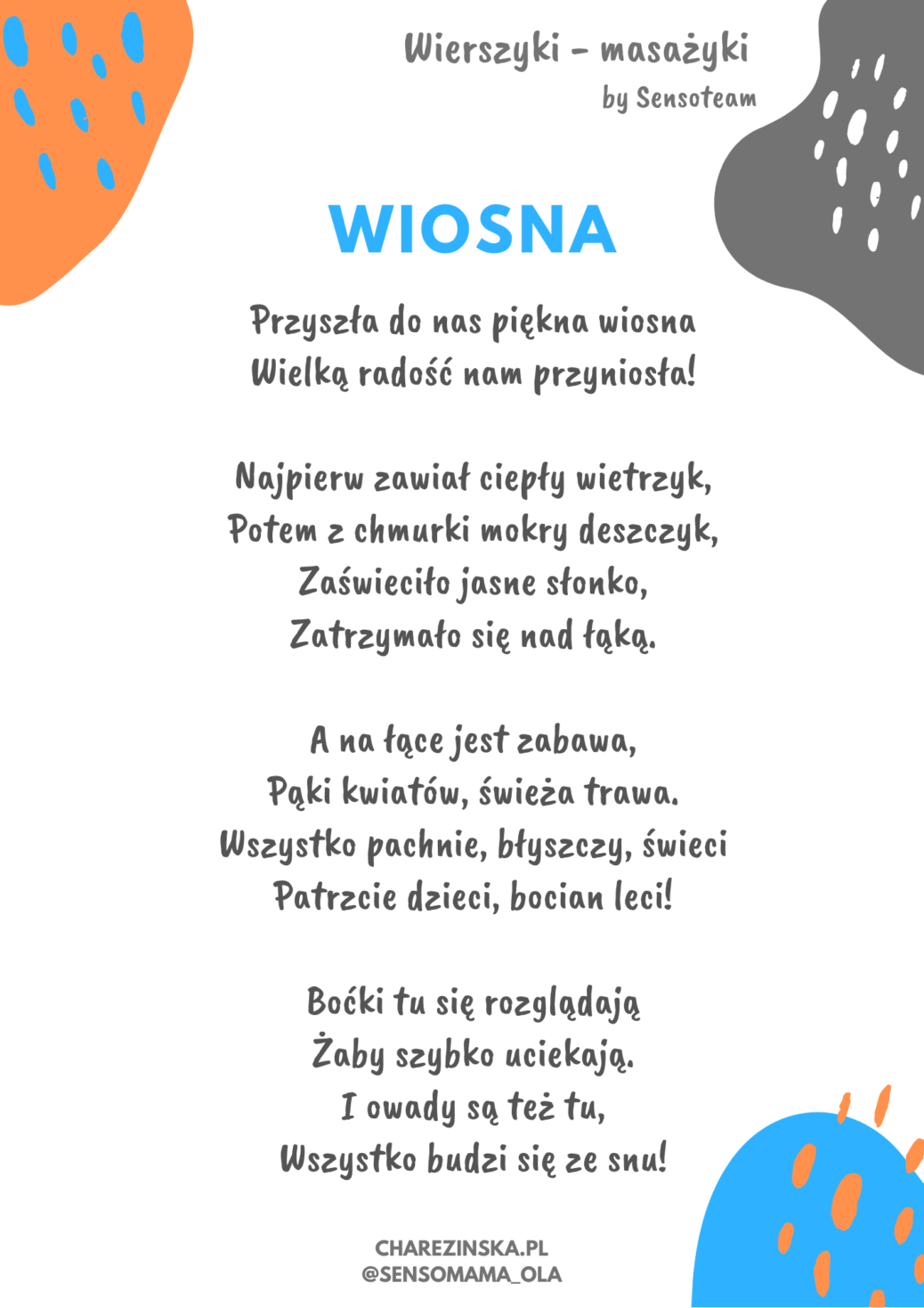 Tekst Piosenki Wiosna W Ogrodzie WIOSNA wierszyk-masażyk - Wspieranie Rozwoju Dzieci