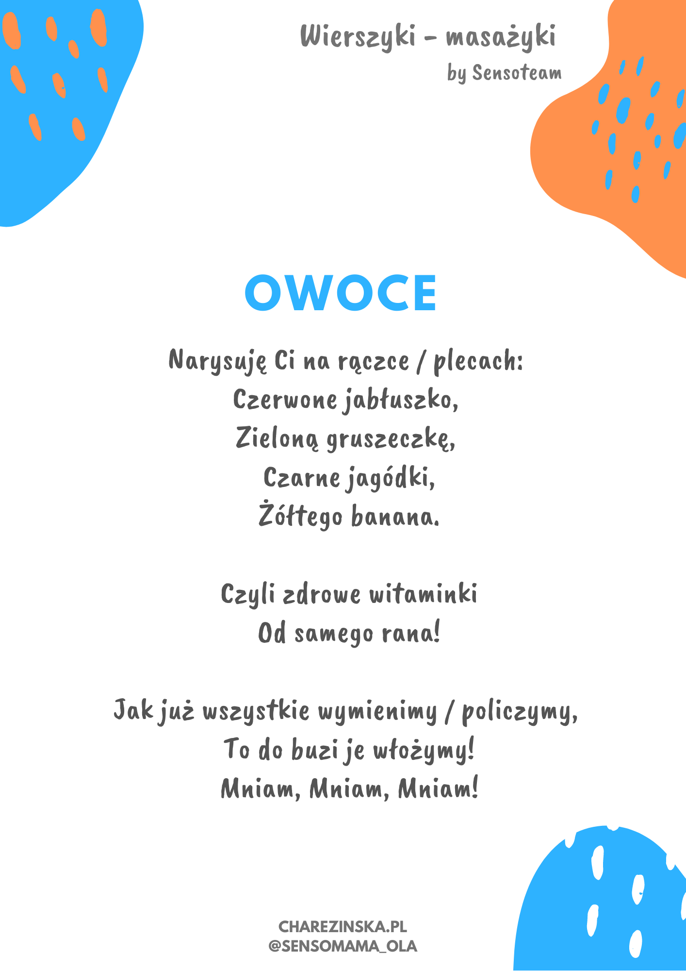 Owoce - wierszyki - masażyki - Wspieranie Rozwoju Dzieci